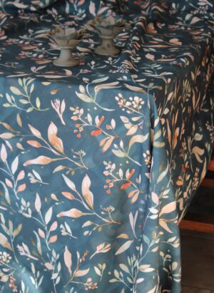 Dark Green with Leaves - Tablecloth
